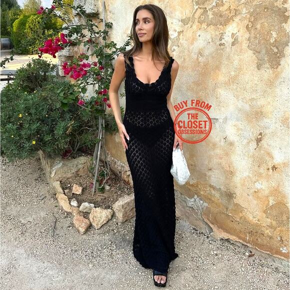 RARE!!! MANGO BLOGGER FAVE!!! Openwork Knit Maxi Dress NWT - Picture 1 of 16